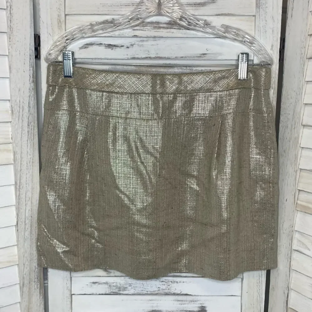 J. CREW COLLECTION Y2K 90s Women's Metallic Gold Mini Skirt NWT 8 Festival Retro - Picture 8 of 8